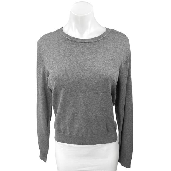 NEW H&M Women's Gray Knit Crew Neck Long Sleeve Pullover Sweater Top Size L - Picture 1 of 4